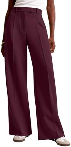 NIMIN Women Wide Leg Work Pants High Waisted Dress Trousers with Pockets