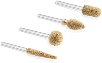 Kutzall 4-Piece Rotary Burr Kit - 1⁄8" Shaft, Fine - Wood Carving Bits for Dremel, Foredom, Ryobi, DeWalt, Milwaukee Tools - Structured Tungsten Carbide
