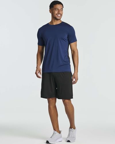 5 Pack Men's Dry Fit Workout T Shirts Crew Neck Athletic Gym Running Tees