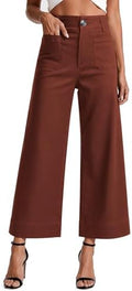 MOHHOM Women’s High Waisted Wide Leg Cropped Pants Stretchy Business Casual Work Pants with Pockets
