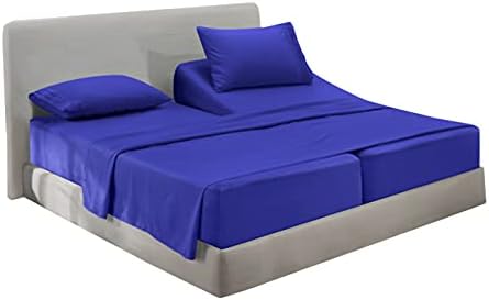 Hearth & Harbor Split King Size Sheets - 5 Piece Bed Sheet Set, Hotel Luxury Double Brushed Bed Sheets - Extra Soft Bedding Sheets & Pillowcases, Split King, Royal Blue