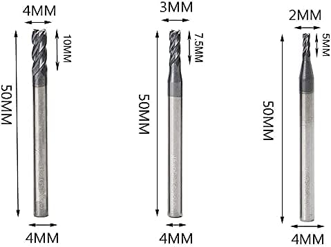 CNC End Mill Set, Carbide Tungsten Steel 4 Fultes Milling Cutter, Router Bits Rotary Bits Tool Straight Shank 2-12mm 8pcs