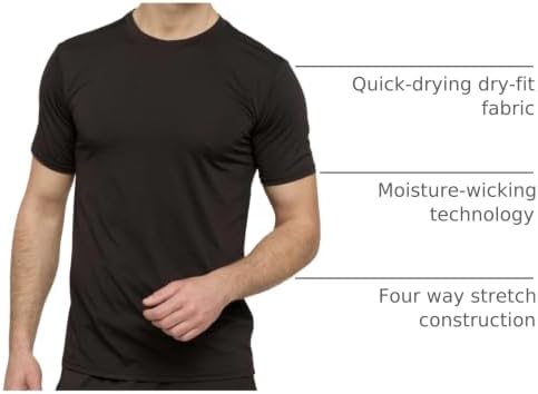 5 Pack Men's Dry Fit Workout T Shirts Crew Neck Athletic Gym Running Tees