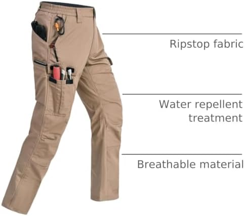 Mens Cargo Pants Ripstop Breathable Tactical Hiking Pants with 7 Pockets