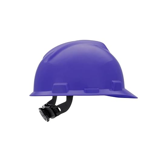 MSA 495858 V-Gard Cap Style Safety Hard Hat With Fas-Trac III Ratchet Suspension | Polyethylene Shell, Superior Impact Protection, Self Adjusting Crown Straps - Standard Size in Purple