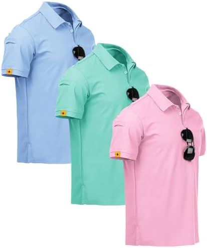 ZITY 3 Pack Mens Golf Polo Shirts Short Sleeve Business Casual T-Shirts
