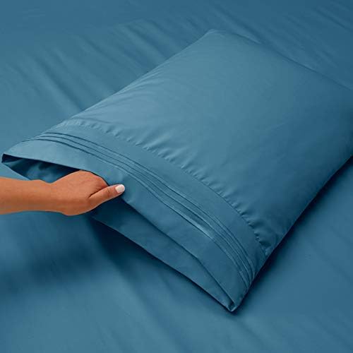 Hearth & Harbor Full Size Sheets - 4 Piece Bed Sheet Set, Hotel Luxury Double Brushed Bed Sheets - Extra Soft Bedding Sheets & Pillowcases, Full, Blue Heaven