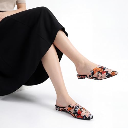 Rekayla Women's Mules Closed Pointed Toe Flats Backless Loafers Shoes for Women