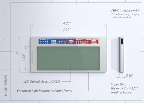 Tefuawe Hand Series 2x4 1/4 Automatic Welding Lens, 2 Amp TIG Rating, Variable Shade with Multiple Settings, For Stick Mig Tig