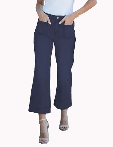 Wide Leg Jeans for Women Trendy High Waisted Flare Jeans Cropped Pants Stretchy Baggy