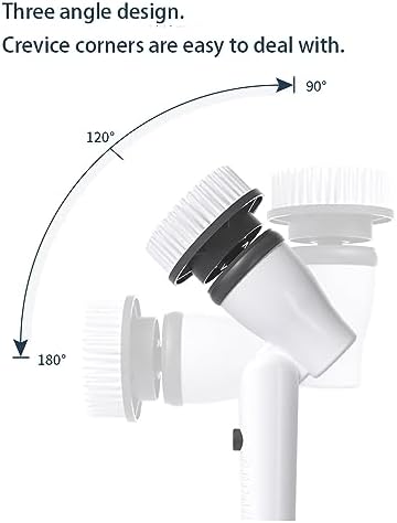 Electric Spin Scrubber With Adjustable Extension Arm, 2 Adjustable Speeds & 8 Replaceable Brush Heads For Bathroom Shower Bathtub Glass Car