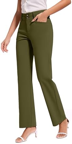 KICZOY Women Dress Pants Stretch Business Straight Leg with Pockets Wear to Work Casual 2026 Suitpants