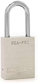 PACLOCK's 90A-PRO Padlock, 1/4" Diameter Hard. Steel Shackle, 1-1/2" Tall, High Performance 7-Pin Cylinder w/ 1 Key, Keyed Differently, Silver