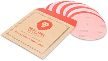 Red Label Abrasives 6 Inch 3000 Grit High Performance Hook and Loop Wet/Dry Auto Body Film Sanding Discs, 50 Pack
