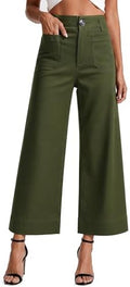 MOHHOM Women’s High Waisted Wide Leg Cropped Pants Stretchy Business Casual Work Pants with Pockets