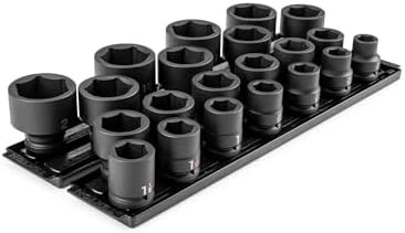 TEKTON 3/4 Inch Drive Impact Socket Set, 21-Piece | SID93101 | (3/4 - 2 in.), Shallow, 6-Point, Socket Rail