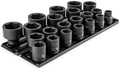 TEKTON 3/4 Inch Drive Impact Socket Set, 21-Piece | SID93101 | (3/4 - 2 in.), Shallow, 6-Point, Socket Rail