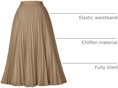 GRACE KARIN Pleated Midi Skirt for Women Chiffon A-Line Outfits