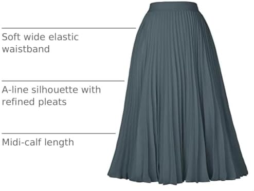 GRACE KARIN Pleated Midi Skirt for Women Chiffon A-Line Outfits
