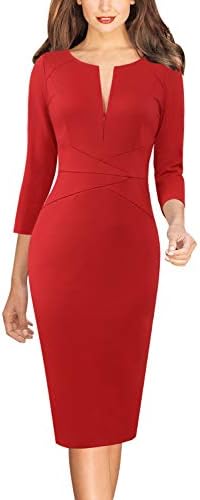 VFSHOW Womens Work Business Office Zipper Up Slim Bodycon Sheath Dress
