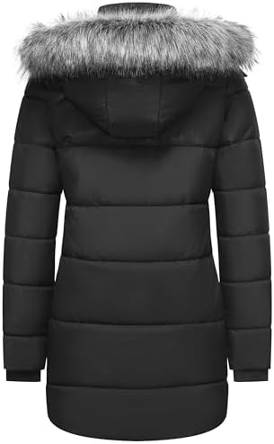 GGleaf Women's Winter Puffer Coat with Removable Fur Hood Warm Snow Jacket