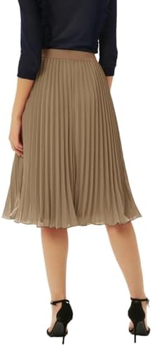 GRACE KARIN Pleated Midi Skirt for Women Chiffon A-Line Outfits