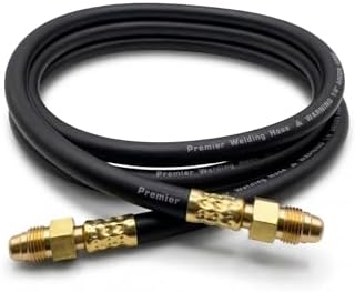 6 ft Argon Inert Gas Welding Hose – 5/8" UNF-18RH Fittings Both Ends – Flexible Rubber Flow Hose for Argon, CO2 and Helium MIG TIG Welding