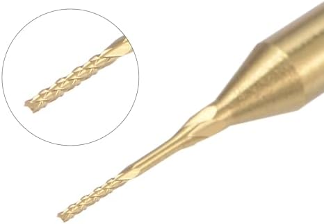 uxcell 10Pcs 0.5mm Titanium Coat Carbide End Mill Engraving Milling Cutter CNC Router Bits for PCB Machine, 1/8" Shank