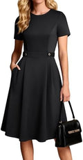 GRACE KARIN Women's 2026 Short Sleeve Church Work Midi Dresses with Pockets