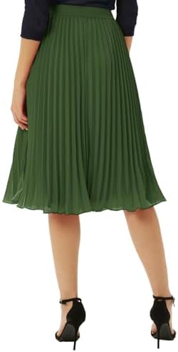 GRACE KARIN Pleated Midi Skirt for Women Chiffon A-Line Outfits
