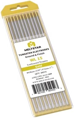 TIG Welding Tungsten Electrodes 1.5% Lanthanated Tungsten 5/32” x 7” (Gold, WL15) 10-Pack