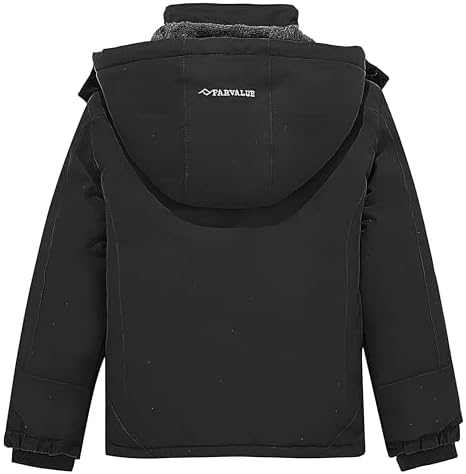 FARVALUE Boys Waterproof Ski Jacket Windproof Winter Coat Warm Snow Coat Outdoor Raincoats with Removable Hood