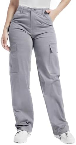 Soulsfeng Women's Baggy Cargo Pants Relaxed Fit Casual Cotton Hiking Pants with 6 Pockets