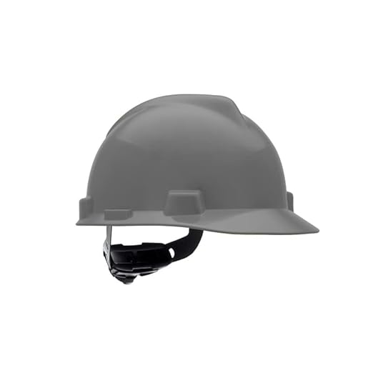 MSA 475364 V-Gard Cap Style Safety Hard Hat With Fas-Trac III Ratchet Suspension | Polyethylene Shell, Superior Impact Protection, Self Adjusting Crown Straps - Standard Size in Navy Gray