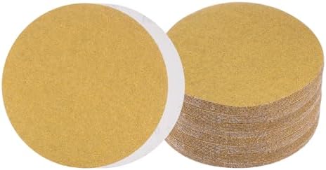 50pcs No Hole Sanding Discs- [ 8 Inch 40 Grit ] Round Hook and Loop Grip Sanding Pads Sheet Sandpaper for Automotive Woodworking Metal Polishing Use| Gold, Aluminum Oxide