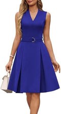 GRACE KARIN Women's Fit and Flare Work Business Dress with Belt
