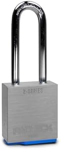 PACLOCK's 2-Series Padlock, Standard Rekeyable (SR), 5/16" Diameter Hard. Stainless Steel Shackle, 2-1/2" Tall, Keyed Differently w/ 2 Keys, Silver