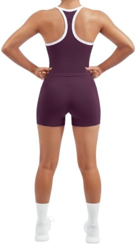 SUUKSESS Women 2 Piece Workout Sets High Waisted Biker Shorts with Pockets Built in bra Racerback Tank Tops