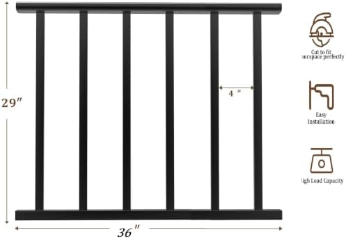 Metty Metal 3Ft W x 36in H Level Deck Railing Kit, Textured Black AAMA2604 Powder Coat, IBC Certified Guard Rail for Deck Porch Balcony Patio Outdoor