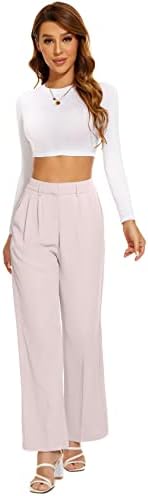 FUNYYZO Wide Leg Dress Pants for Women Work Slacks Business Casual Outfits