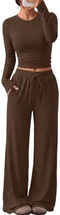 Trendy Queen Women's 2 Piece 2026 Fall Fashion Lounge Set with Pockets