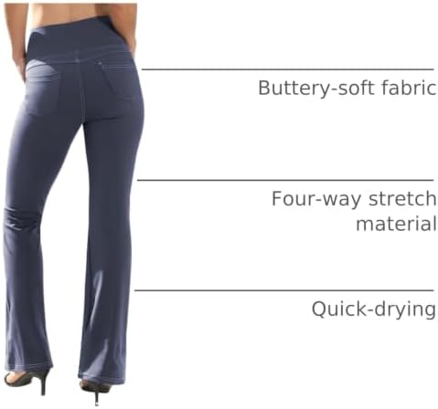 VOOVEEYA Women's Bootcut Leggings - Bootleg Yoga Pants Flare with 4 Pockets