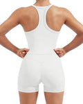 SUUKSESS Women 2 Piece Workout Sets High Waisted Biker Shorts with Pockets Built in bra Racerback Tank Tops