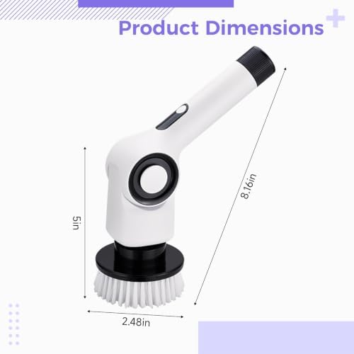 Electric Spin Scrubber, 7-in-1 Cordless Shower Cleaner with Extension Handle, Bathroom Power Scrubber, 450 RPM, 3 Speeds, IPX7 Waterproof, 8.2 x 5 x 2.5 in / 20.75 x 12.7 x 6.3 cm