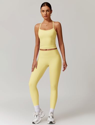 ABOCIW Workout Sets for Women 2 Piece Padded Sports Bra Tank Top High Waist Leggings Sets Gym Yoga Work Out Clothes