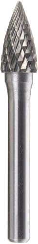 Drill America SG-3 Carbide Burr/Rotary File Tree Pointed-End Double Cut for Die Grinder 3/8" Dia. x 3/4" Cut Length with 1/4" Shank and 6" Overall Length, DUL Series