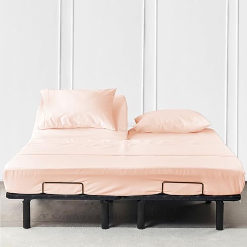 JS Sanders Collection Split Head Sheet Set 4PC Cal. King Size, Peach