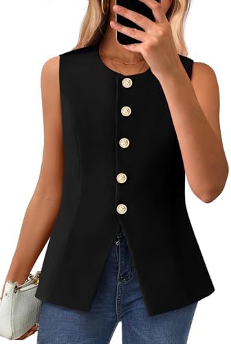 BTFBM Suit Vest Tops For Women Sleeveless Blazer Work Wear
