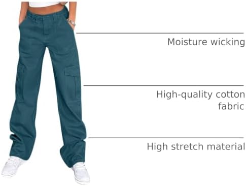 Lepunuo Cargo Pants for Women High Waisted Casual Pants Baggy Stretchy Wide Leg Y2K Streetwear with 6 Pockets