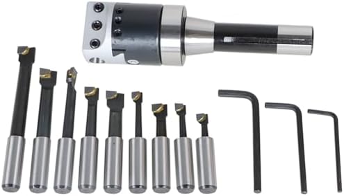 WFLNHB 2 Inch Boring Head R8 Shank 9pcs 1/2 Inch Carbide Boring Bar Set milling Machine Boring Head Set